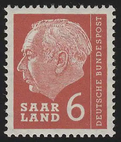 Saarland 385 Heuss 6 (Fr) 1957, **