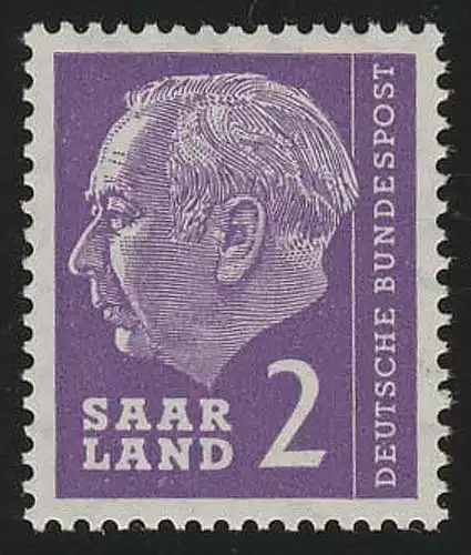 Saarland 381 Heuss 2 (Fr) 1957, **