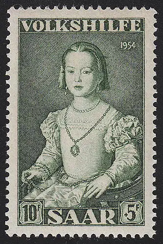 Saarland 355 Volkshilfe Gemälde 10 Fr 1954, postfrisch **