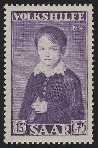 Saarland 356 Volkshilfe Gemälde 15 Fr 1954, postfrisch **