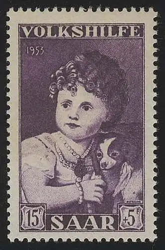 Saarland 344 Volkshilfe Gemälde 15 Fr 1953, postfrisch **