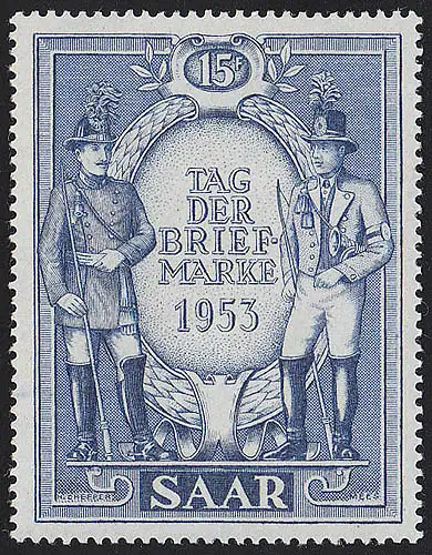 Saarland 342 Tag der Briefmarke Postillon 1953, postfrisch **