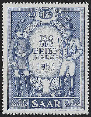 Saarland 342 Tag der Briefmarke Postillon 1953, **