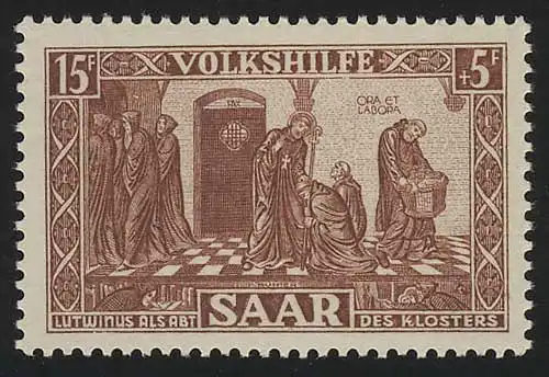 Saarland 301 Volkshilfe Lutwinus-Legende 15 Fr 1950, **