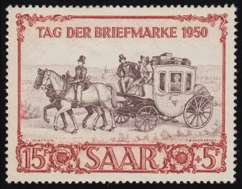 Saarland 291 Tag der Briefmarke & IBASA 1950, postfrisch **