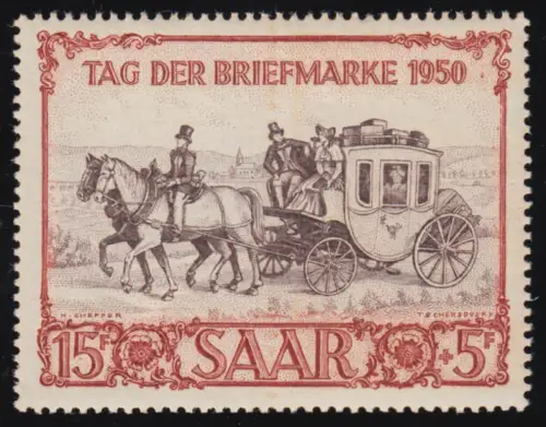 Saarland 291 Tag der Briefmarke & IBASA 1950, postfrisch **