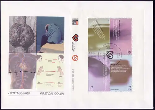 Block 54 Für die Gesundheit 2001 auf FDC ESSt Berlin 12.7.2001