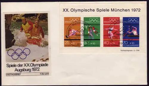 Block 8 Olympiade-Sportarten 1972, Schmuck-FDC ESSt Ausgburg