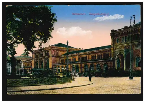 AK Hanovre: gare centrale, poste de terrain HANNOVER 1 - 3.6.1916