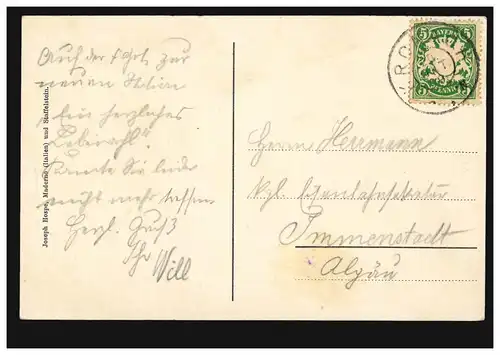AK Saffelberg avec Eremit Ivo et le poème randonnée de Steppel, KRONACH 1909