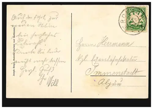 AK Staffelberg mit Eremit Ivo und Gedicht Wanderfahrt von Scheffel, KRONACH 1909