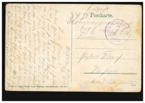 Humour-AK Rennssteig: Le Mont de l'île à l 'aube, Feldpost 1914