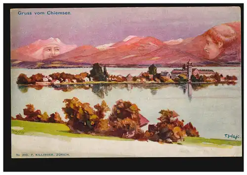 AK Artiste Fritz Hass: Grus de Chiemsee, inutilisé