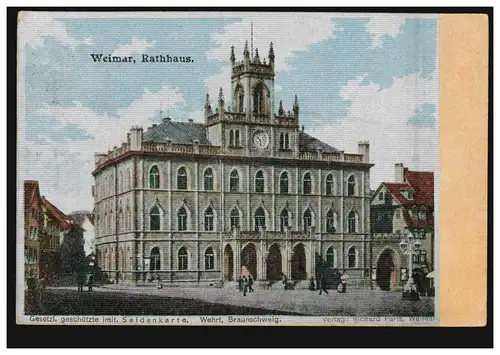 AK Weimar: Hôtel de ville, carte de soie, 11.7.1901 selon MUNICH 12.7.01