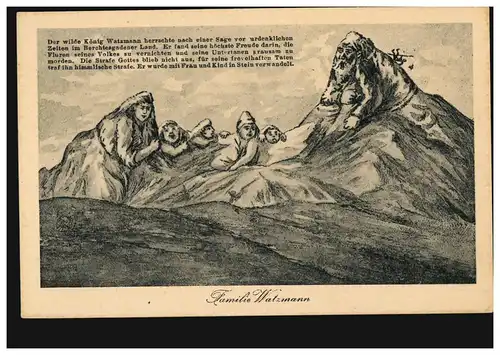 humour-AK Berchtesgaden famille Watzmann avec Sage, édition Lehrburger, inutilisé