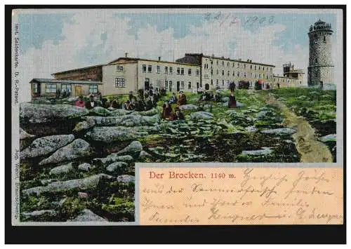 AK Le Brocken, carte de soie, BROCKEN 22.7.1903 vers RIXDORF 23.7.03