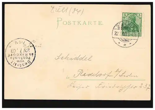 AK Le Brocken, carte de soie, BROCKEN 22.7.1903 vers RIXDORF 23.7.03