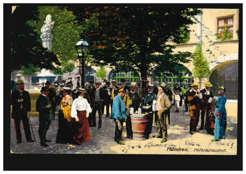 AK Munich: Hofbräuhaushof, Annonce-O L'année du Dürerjahr zu Nuremberg MÜNCHEN 24.5.1928