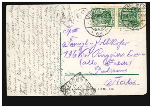 AK Charlottenburg: Mausoleum, BERLIN SW 68 v - 8.8.1908 vers PALERMO 11.8.08