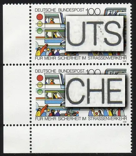 1554 Transport routier: Eckrand-Paar et l.A. avec 2 défauts de plaque, **