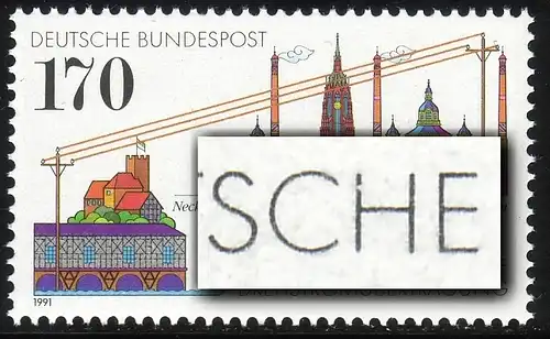 1557 Courant rotatif, avec PLF: H cassé dans DEUTSCHE, case 14, **