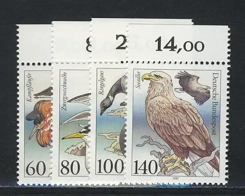 1539-1542 Tierschutz Seevögel 1991, Oberrand, Satz **