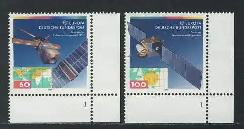 1526-1527 Europa Weltraumfahrt 1991, FN1 Satz **