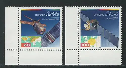 1526-1527 Europa Weltraumfahrt 1991, Ecke u.l. Satz **