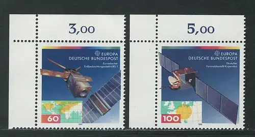 1526-1527 Europa Weltraumfahrt 1991, Ecke o.l. Satz **