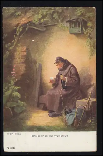Künstler-AK Carl Spitzweg: Einsiedler bei der Weinprobe, CHARLOTTENBURG 20.7.25