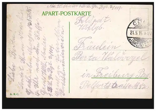 AK Coeln: Hôtel de ville et jeu de cloches, poste de terrain CÖLN (RHEIN) 12 e - 21.5.1915