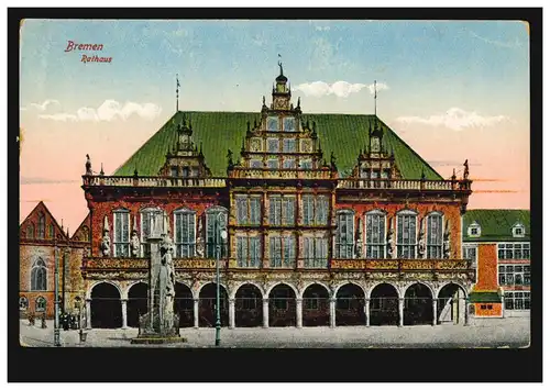 AK Bremen: Rathaus Feldpost BS Reservelazarett III, BREMEN 1 - 25.9.1918