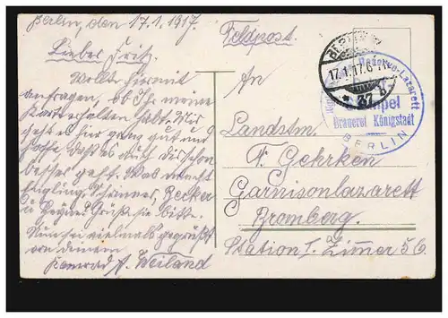 AK Berlin: Opéra et Hedwigkirche, Feldpost LAZARETT BRAUEREI KÖNIGSTADT