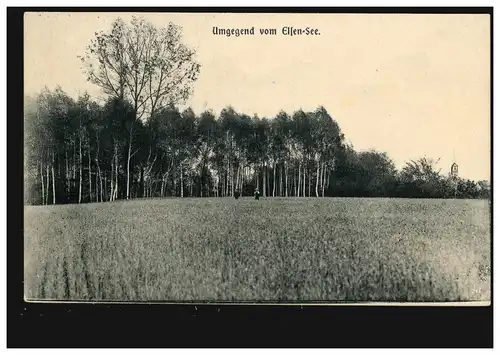 AK Autour du lac Elsen, Feldpost STRAUSBERG 2 (OSTBAHNHOF) 13.8.1914