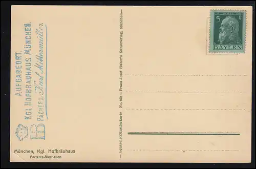 AK Parterre-Bierhallen im Hofbräuhaus München, Püter Mittermüller, inutilisé