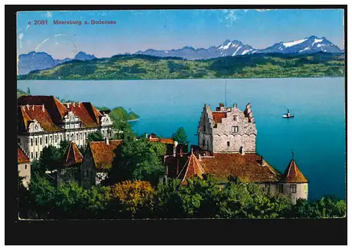 AK Meersburg am Bodensee: Teilansicht mit Alpen, 9.9.1933