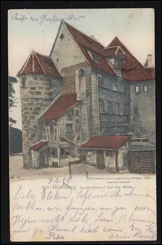 AK Alt-Nürnberg: Swedenhof au château, 7.2.1908 après FREHung 8.2.08
