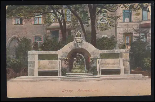 AK Leipzig: Märchenbrunnen, als Feldpost LEIPZIG-GOHLIS 8.10.1916