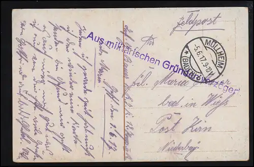 AK Leipzig: Thomaskirche, Feldpost Désistez ! MÜLLHEIM (BADE) 5.6.1917