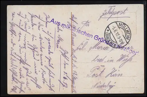 AK Leipzig: Thomaskirche, Feldpost Verzögert! MÜLLHEIM (BADEN) 5.6.1917