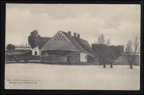 AK Häuser im Überschwemmungsgebiet an der Yser 1915, ungebraucht