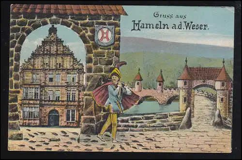 AK Graus de Hameln sur la Weser: Chasseurs à flûte, HAMELN 1 b - 17.12.15