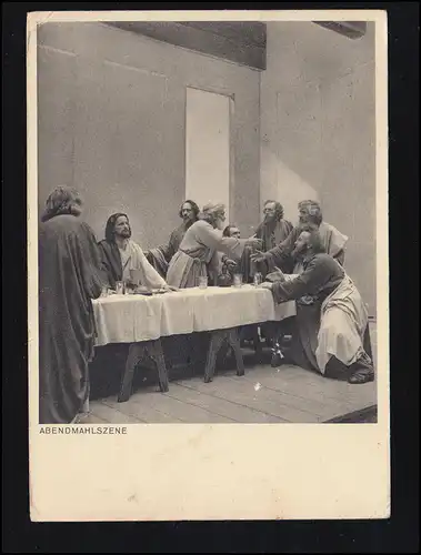 AK Photo Jeux de Passion Oberammergau: scène du Repas du Seigneur, SSt 26.8.1950