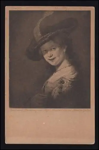 Künstler-AK Rembrandt: Porträt der Saskia van Uijlenburgh, beschriftet