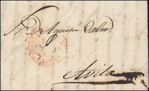 Spanien Vorphilatelie Faltbrief aus SALAMANCA nach AVILA März 1847