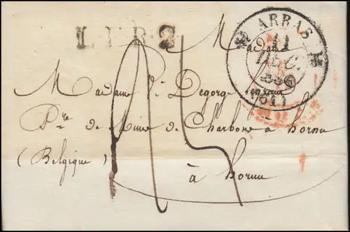 France Vorphilatelie Lettre de pli ARRAS (61) 11.12.1834 selon MONS 13.12.34