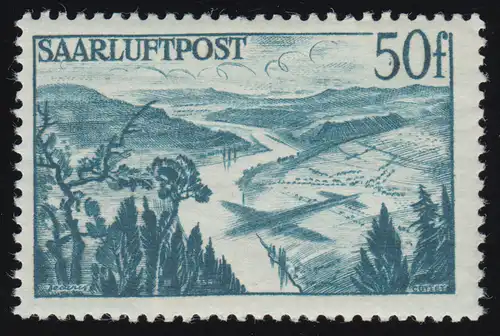 Saarland 253 Flugpostmarke Wiederaufbau 50 Fr, **