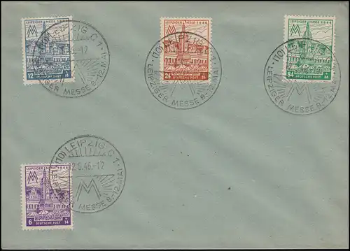 SBZ 162-165 Leipziger Messe, 4 Werte, Blankovorlage SSt LEIPZIG 12.5.1946