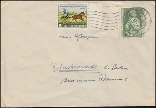 151 Germanisches Museum und 160 Tag der Briefmarke auf Brief KIEL 9.11.1952