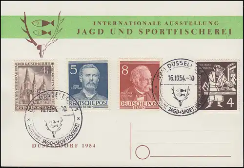 Carte Chasse et pêche sportive Exposition SSt DÜSSELDORF 16.10.1954